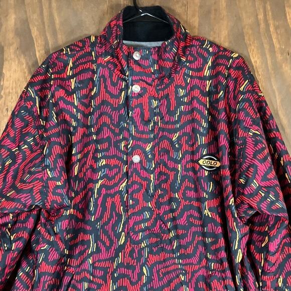 Vintage Odlo Mens Jacket Multicolor Anorak Windbreaker Pullover 1/4 Button M - Picture 2 of 12